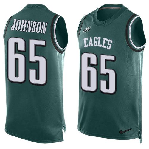Nike Eagles #65 Lane Johnson Midnight Green Team Color Men's Stitched NFL Limited Tank Top Jersey - Click Image to Close